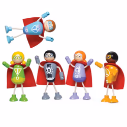 Bigjigs Toys Superhero Figure Pack, 3 an(s), Multicolore