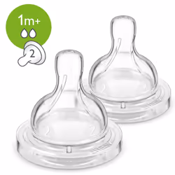 Philips AVENT Tétine Anti-colic, 2 pièces, tétine à débit lent, 1 mois et +, Valve anti-coliques
