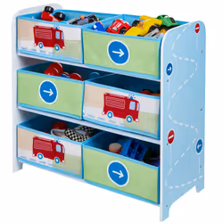 Worlds Apart Meuble De Rangement Pour Chambre D’Enfants Avec 6 Bacs Véhicules, Multicolore, 1,5 an(s), Garçon/Fille, 1 pièce( ...