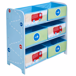 Worlds Apart Meuble De Rangement Pour Chambre D’Enfants Avec 6 Bacs Véhicules