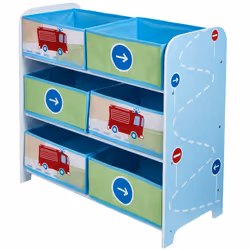 Worlds Apart Meuble De Rangement Pour Chambre D’Enfants Avec 6 Bacs Véhicules