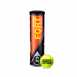 Dunlop Sport Fort Clay Court, Balle de tennis remplie de gaz, Balles play+stay stage 2, Jaune, 4 pièce(s), Tube (emballage)