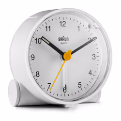 Braun BC01W, Réveil à quartz, Rond, Blanc, Analogique, Batterie, AA