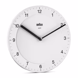 Braun BC06W, Horloge murale à quartz, Rond, Blanc, Classique, AA, 32 mm