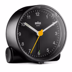 Braun BC01B, Réveil à quartz, Rond, Noir, Analogique, Batterie, AA
