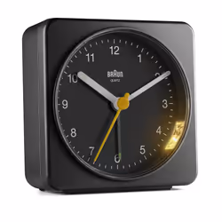 Braun BC03B, Réveil à quartz, Rectangle, Noir, Analogique, Batterie, AA
