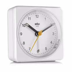 Braun BC03, Réveil à quartz, Rectangle, Blanc, Analogique, Batterie, AA