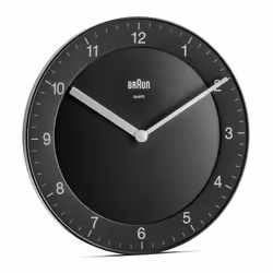 Braun BC06B, Horloge murale à quartz, Rond, Noir, Classique, AA, 32 mm