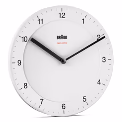 Braun BC06W-DCF, Réveil à quartz, Rond, Blanc, Analogique, Batterie, AA