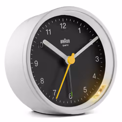 Braun BC12WB, Réveil à quartz, Rond, Noir, Blanc, Analogique, Batterie, AAA