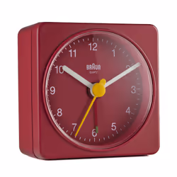 Braun BC02R, Réveil à quartz, Rectangle, Rouge, Analogique, Batterie, AA