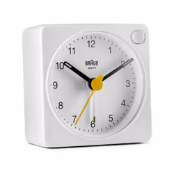 Braun BC02XW, Réveil à quartz, Rectangle, Blanc, Analogique, Batterie, AA
