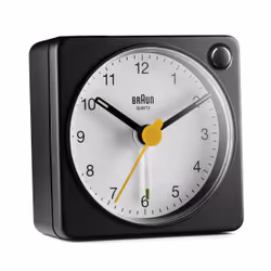 Braun BC02XBW, Réveil à quartz, Rectangle, Noir, Blanc, Analogique, Batterie, AA