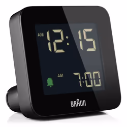 Braun BC09B, Réveil numérique, Carré, Noir, 12/24h, LCD, Batterie