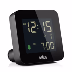 Braun BC09-DCF, Réveil numérique, Carré, Noir, 12/24h, LCD, Batterie