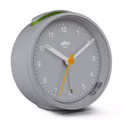 Braun BC12G, Réveil à quartz, Rond, Gris, Intérieure, Analogique, Batterie