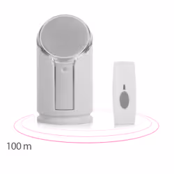 Byron BY301 BY301 Kit carillon sans fil, portée 100m avec alerte flash, Gris, Blanc, 80 dB, IP44, Plastique, Sans fil, 433 MH ...