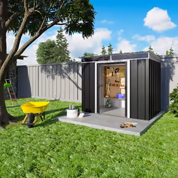 Abri de jardin metal gris Yardmaster 3,30 m2 + kit d'ancrage