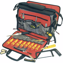 description Un set d'outillage complet pour électriciens avec tournevis Dextro - Le tout inclus dans une sacoche à outils pra ...