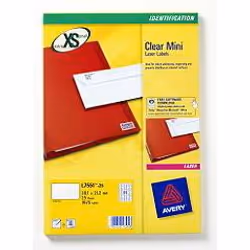 Avery L7551-25, Transparent, Papier, Laser, 38.1 x 21.2 mm, 25 feuilles, A4