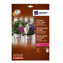 Avery L7126-8, Blanc, Polyester, 45 x 45 mm, 160 pièce(s), 8 feuilles