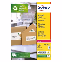 Avery LR7159-100, Blanc, Imprimante d'étiquette adhésive, Papier, Laser, Permanent, Rectangle