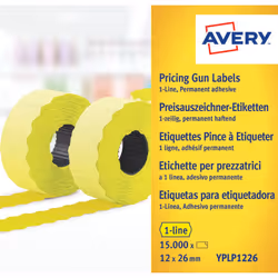 Avery YPLP1226, Jaune, Etiquette prix, Permanent, Papier, 26 mm, 12 mm