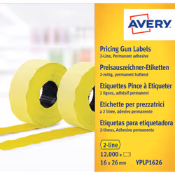 Avery YPLP1626, Jaune, Etiquette prix, Permanent, Papier, 26 mm, 16 mm