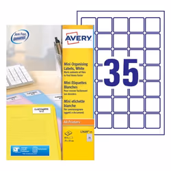 Avery L7659-25, Blanc, Carré, Permanent, Impression laser, FSC, 35 mm