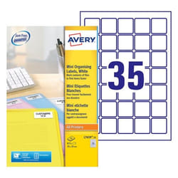 Avery L7659-25 étiquette auto-collante Carré Permanent Blanc 875 pièce(s)