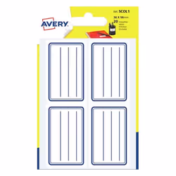 Avery SCOL1, Bleu, Blanc, Rectangle, Permanent, 36 x 56, Papier, 80 mm