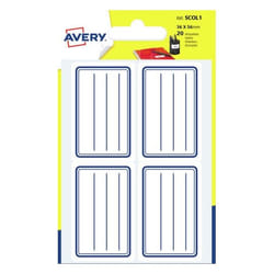 Avery SCOL1 étiquette auto-collante Rectangle Permanent Bleu, Blanc 20 pièce(s)