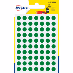 Avery PSA08V, Vert, Cercle, Permanent, Universel, Papier, 8 mm
