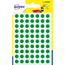 Avery PSA08V étiquette auto-collante Cercle Permanent Vert 490 pièce(s)