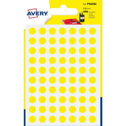 Avery PSA08J étiquette auto-collante Cercle Permanent Jaune 420 pièce(s)