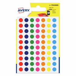 Avery PSA08MX, Couleurs assorties, Rond, Permanent, Papier, FSC, 8 mm