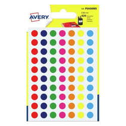 Avery PSA08MX étiquette auto-collante Rond Permanent Couleurs assorties 420 pièce(s)