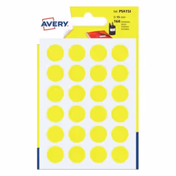 Avery PSA15J, Jaune, Rond, Permanent, Papier, 1,5 cm, 168 pièce(s)