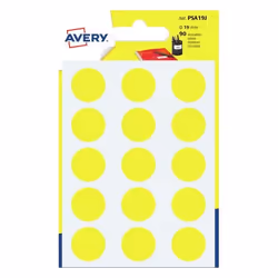 Avery PSA19J, Jaune, Rond, Permanent, 80 mm, 100 mm, 1,9 cm