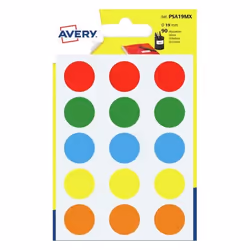 Avery PSA19MX, Couleurs assorties, Rond, Permanent, Papier, 1,9 cm, 90 pièce(s)
