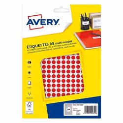 Avery PET08R, Rouge, Rond, Permanent, A5, Papier, Laser/a jet d'encre