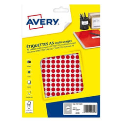 Avery PET08R étiquette auto-collante Rond Permanent Rouge 2940 pièce(s)