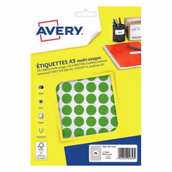 Avery PET15V, Vert, Rond, Impression laser/jet d'encre, FSC, 1,5 cm, 960 pièce(s)
