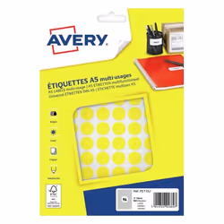 Avery PET15J, Jaune, Impression laser/jet d'encre, FSC, 1,5 cm, 960 pièce(s), 96 pièce(s)