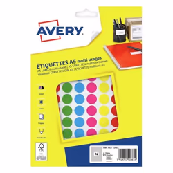 Avery PET15MX, Multicolore, Rond, Permanent, A5, Papier, Laser/a jet d'encre