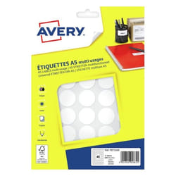 Avery PET24W étiquette auto-collante Rond Permanent Blanc 640 pièce(s)
