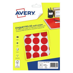 Avery PET24R étiquette auto-collante Rond Permanent Rouge 400 pièce(s)