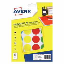 Avery PET30MX, Couleurs assorties, Rond, Impression laser/jet d'encre, FSC, 3 cm, 14,8 cm