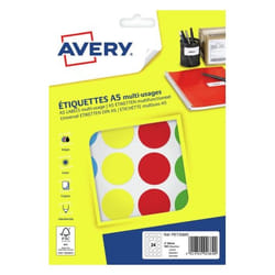 Avery PET30MX étiquette auto-collante Rond Couleurs assorties 168 pièce(s)