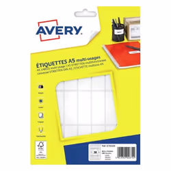 Avery ETE028, Blanc, Rectangle, Impression laser/jet d'encre, FSC, 48,5 mm, 18,5 mm
